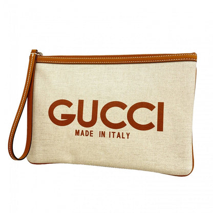 Gucci Clutch Canvas Ivory Silver