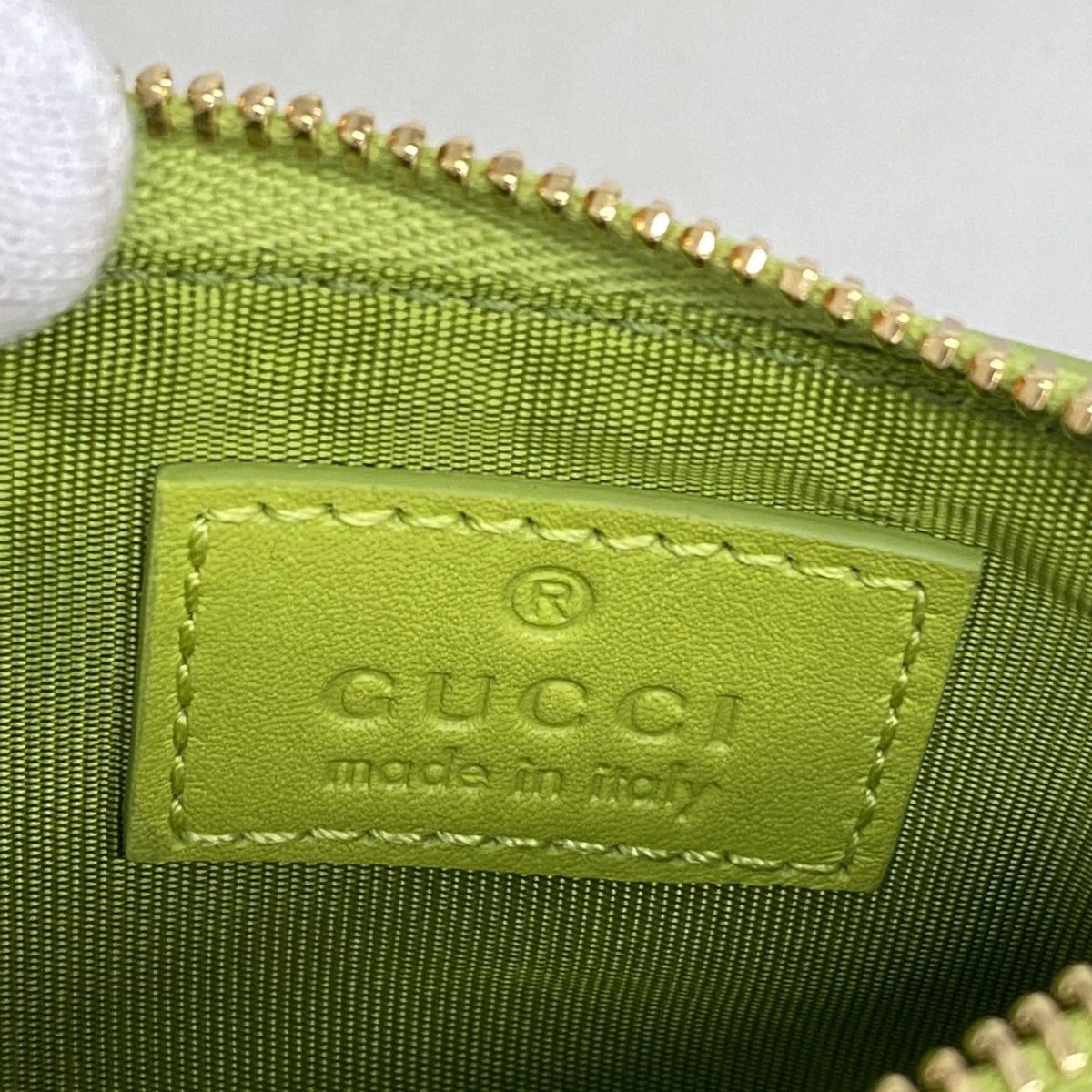 Gucci Coin Case Bamboo Leather Lightgreen Gold — view 4