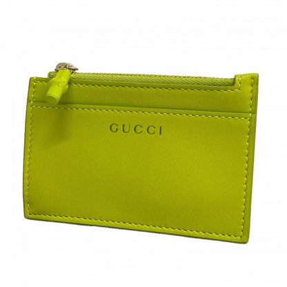 Gucci Coin Case Bamboo Leather Lightgreen Gold