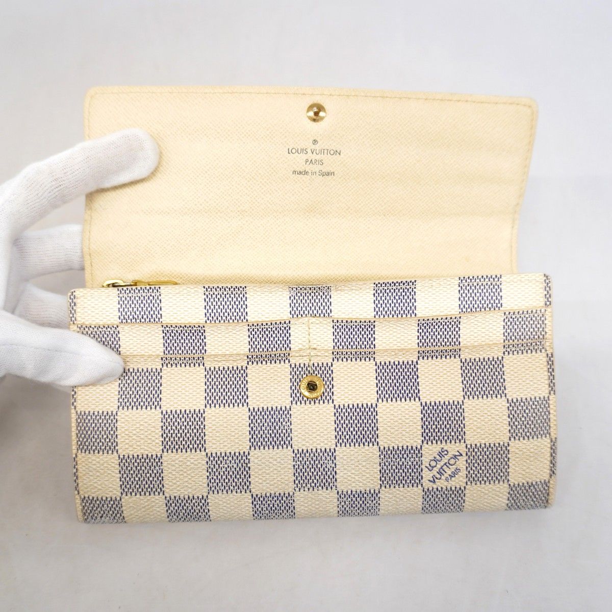 Louis Vuitton Wallet Damier Azur Portefeuille Sarah White — view 8