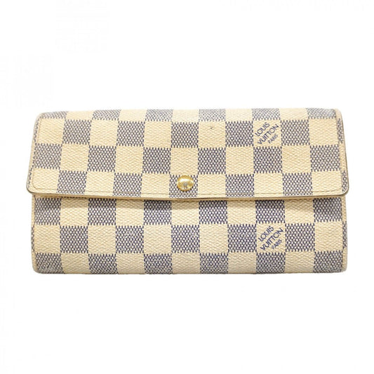 Louis Vuitton Wallet Damier Azur Portefeuille Sarah White