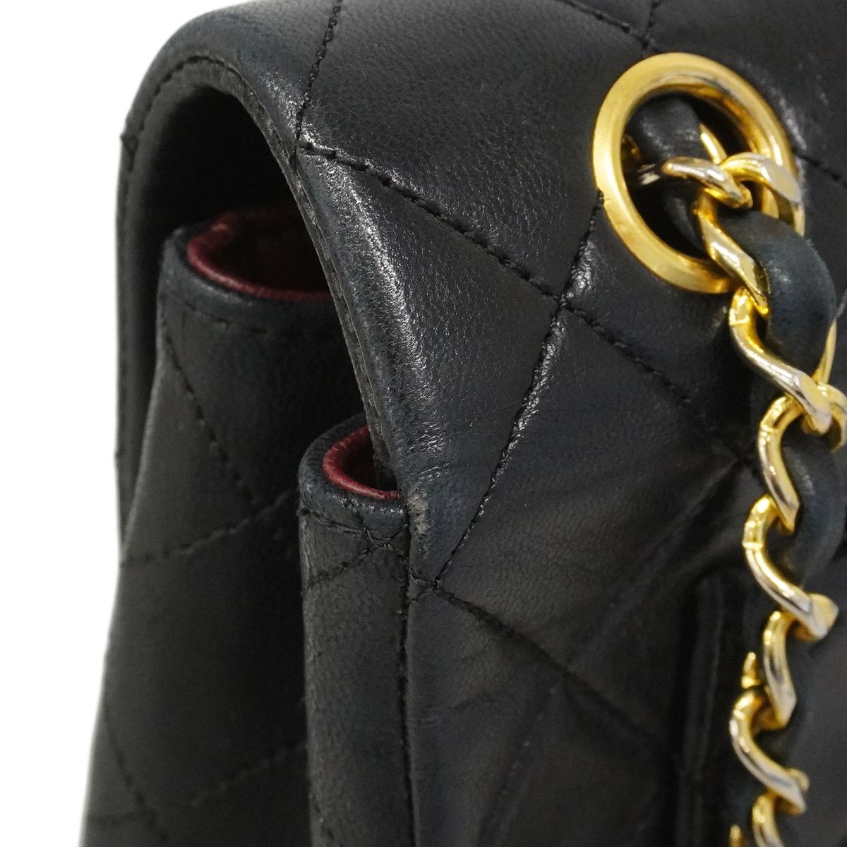 Chanel Shoulder Bag Quilted Lambskin Black Gold — view 8