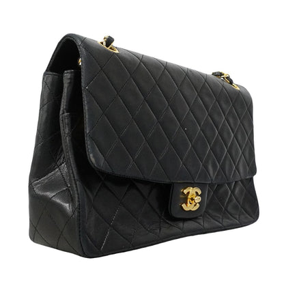 Chanel Shoulder Bag Quilted Lambskin Black Gold — view 2