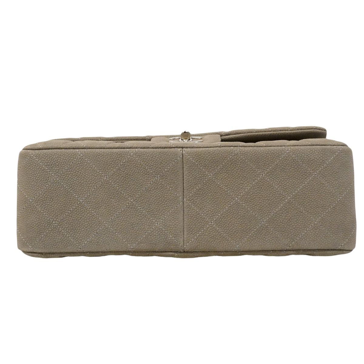 Chanel Shoulder Bag Maxi Quilted Caviar Leather Gray Silver — view 3