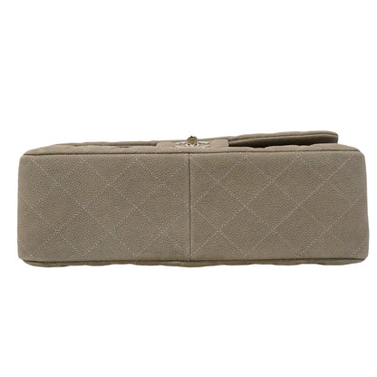 Chanel Shoulder Bag Maxi Quilted Caviar Leather Gray Silver — view 3