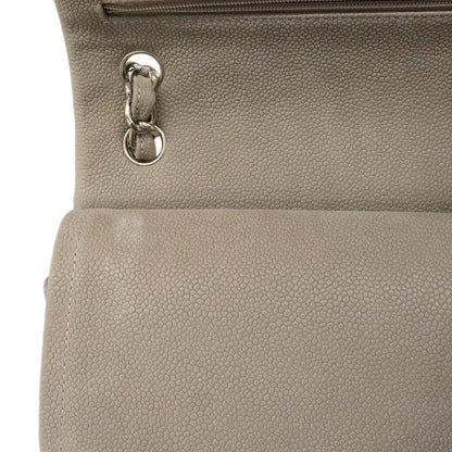 Chanel Shoulder Bag Maxi Quilted Caviar Leather Gray Silver — view 7