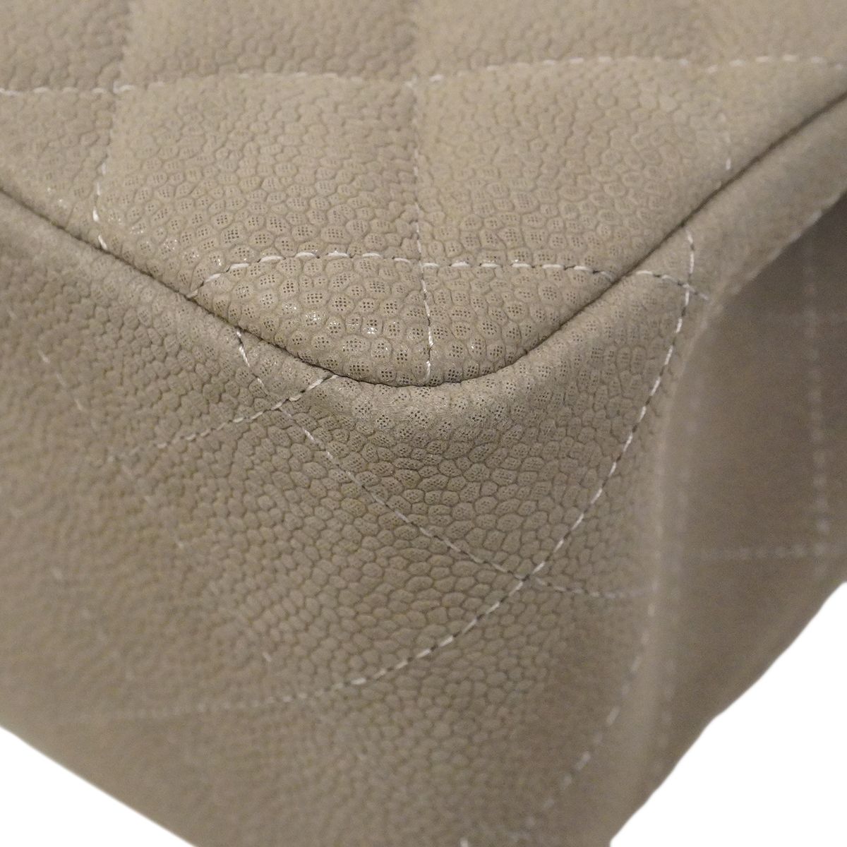 Chanel Shoulder Bag Maxi Quilted Caviar Leather Gray Silver — view 6