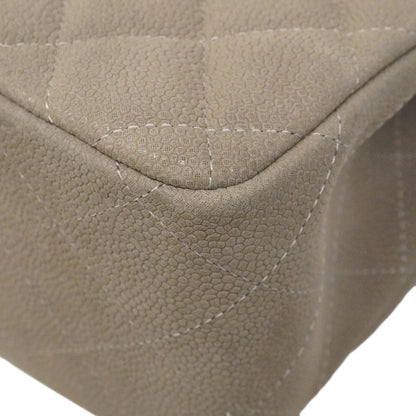 Chanel Shoulder Bag Maxi Quilted Caviar Leather Gray Silver — view 6