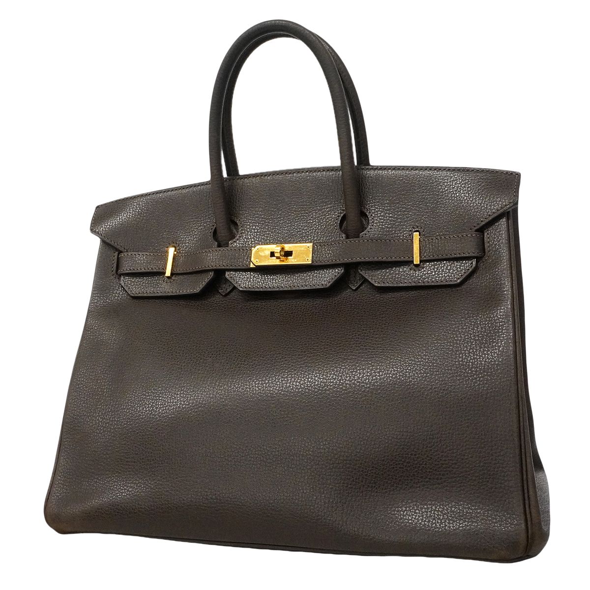 Hermes Handbag Birkin 35 Ardennes Ebene Gold