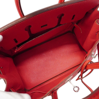 Hermes Handbag Birkin Veau Epsom Rouge Vif Silver — view 4