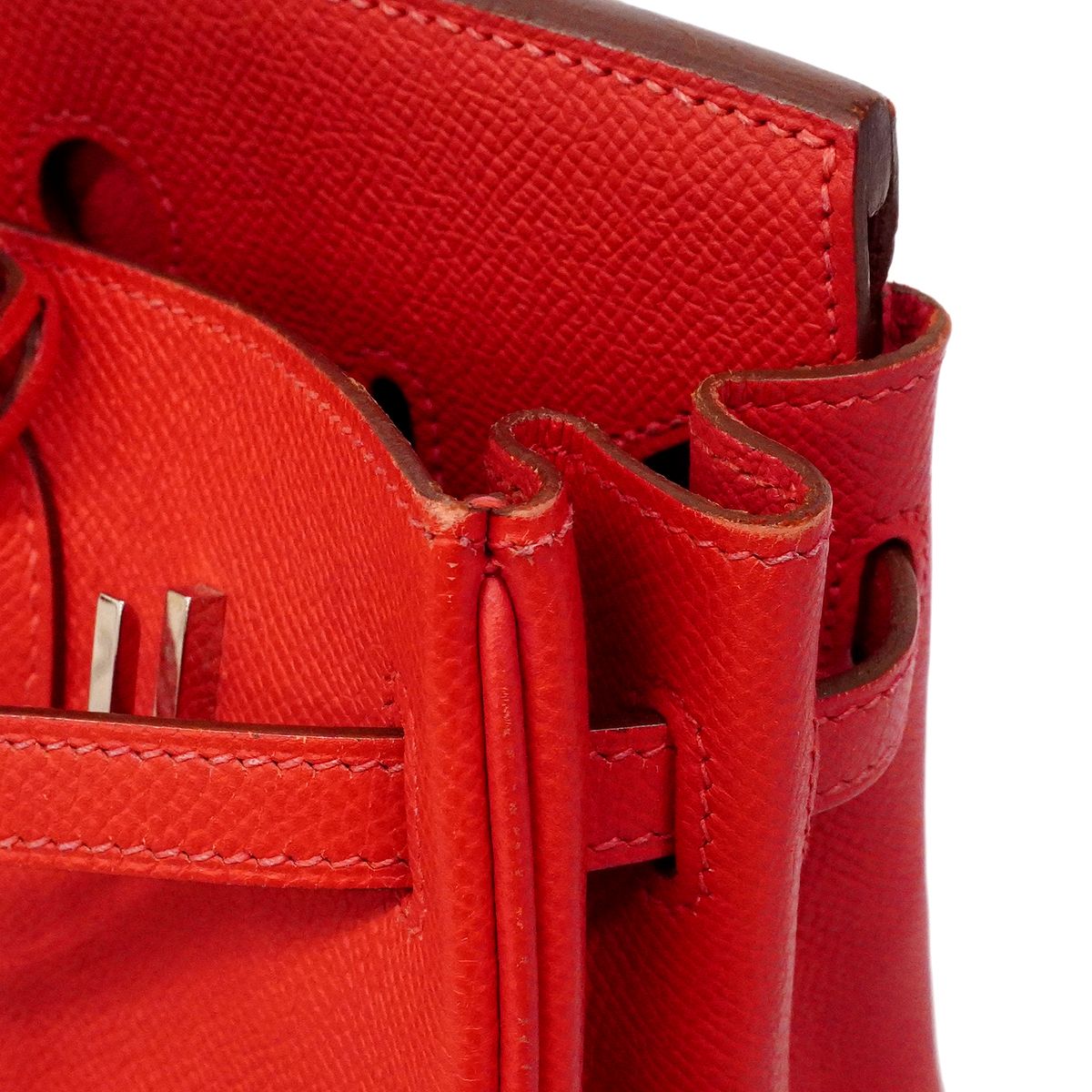 Hermes Handbag Birkin Veau Epsom Rouge Vif Silver — view 7