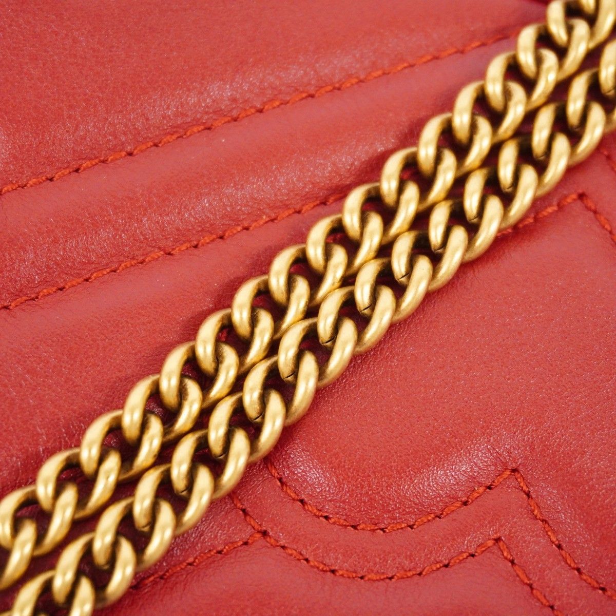 Gucci Shoulder Bag GG Marmont Leather Red Gold — view 8