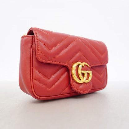 Gucci Shoulder Bag GG Marmont Leather Red Gold — view 2