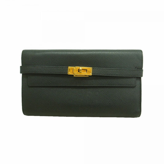 Hermes Wallet Kelly Veau Epsom Black Gold