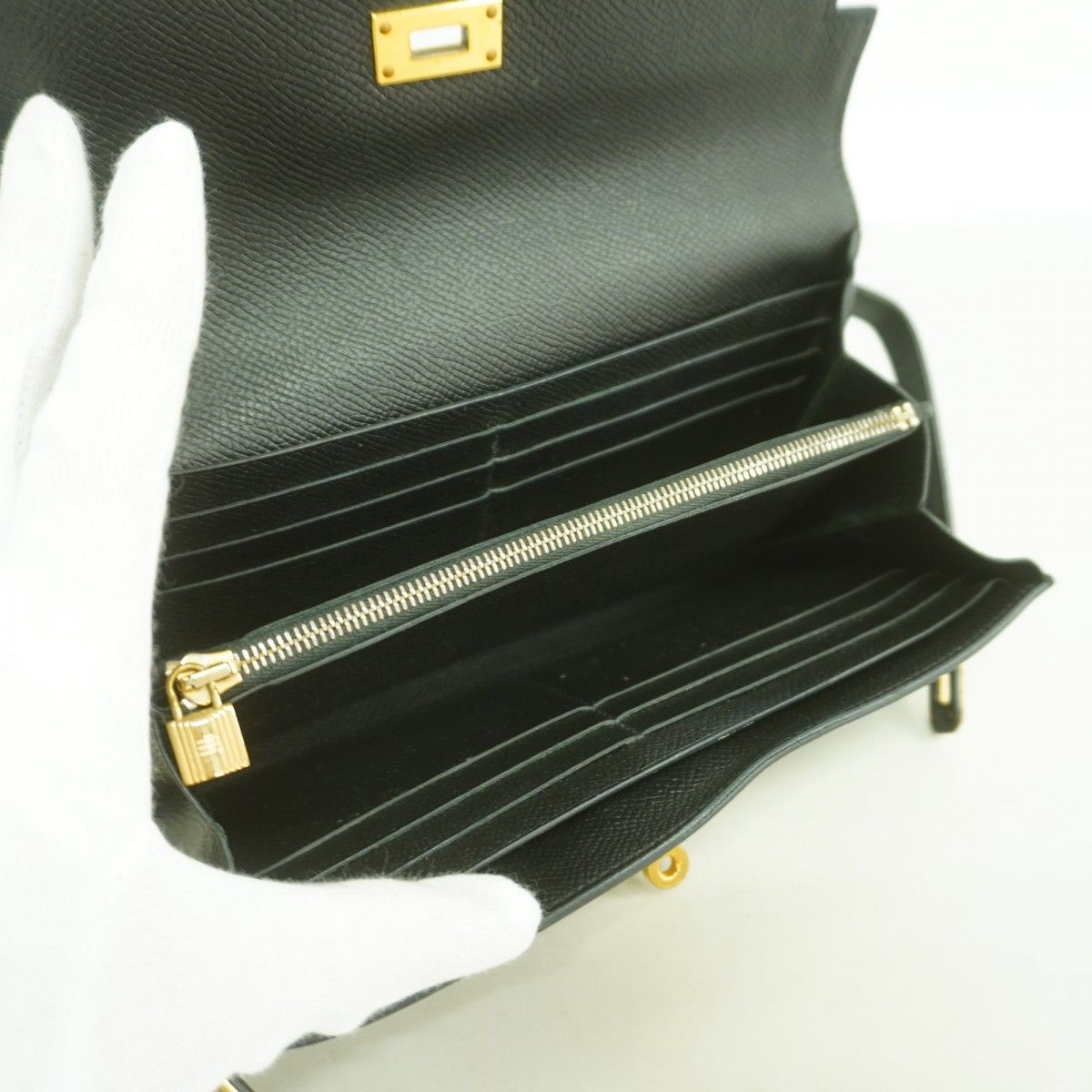 Hermes Wallet Kelly Veau Epsom Black Gold — view 3