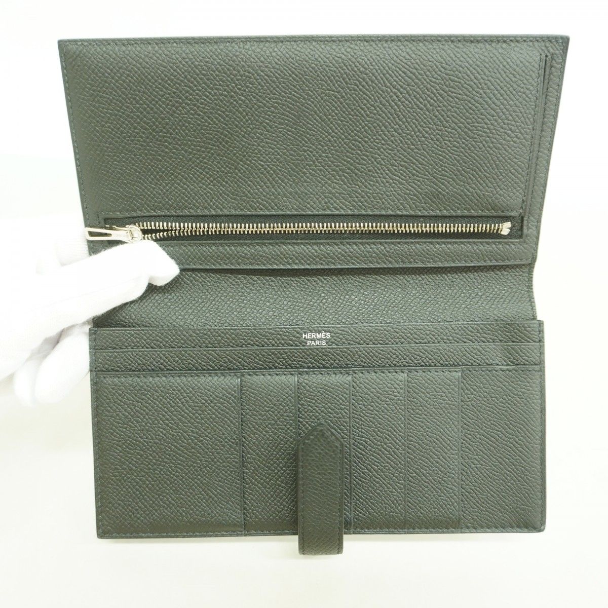 Hermes Wallet Bearn Souffle Veau Epsom Black Silver — view 3