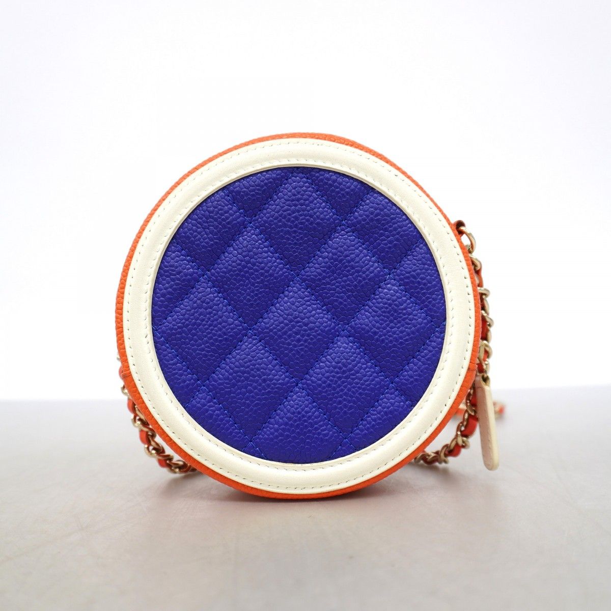 Chanel Shoulder Bag CC Caviar Leather Blue Red Chien Panning Gold — view 8