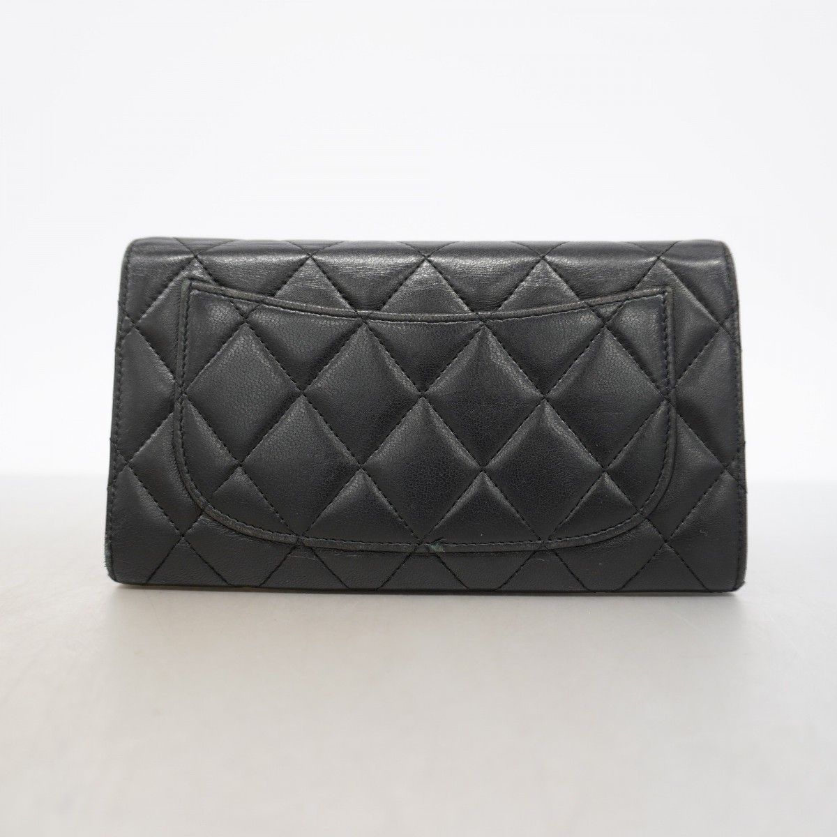 Chanel Trifold Wallet Quilted Lambskin Black Silver — view 9