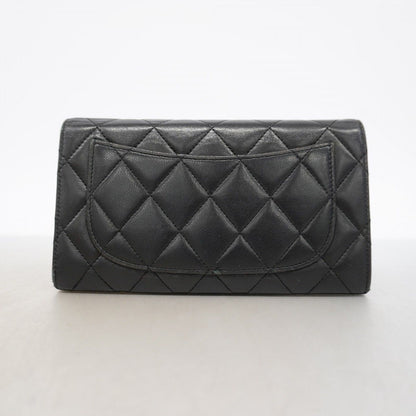 Chanel Trifold Wallet Quilted Lambskin Black Silver — view 9
