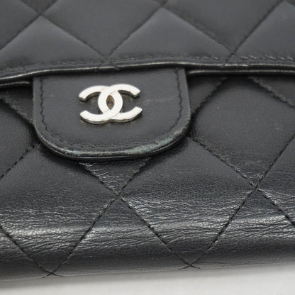 Chanel Trifold Wallet Quilted Lambskin Black Silver — view 7