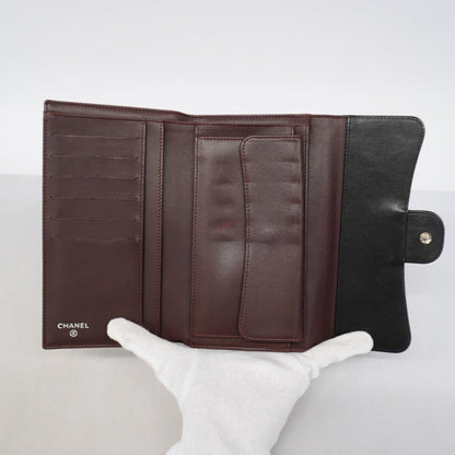 Chanel Trifold Wallet Quilted Lambskin Black Silver — view 3