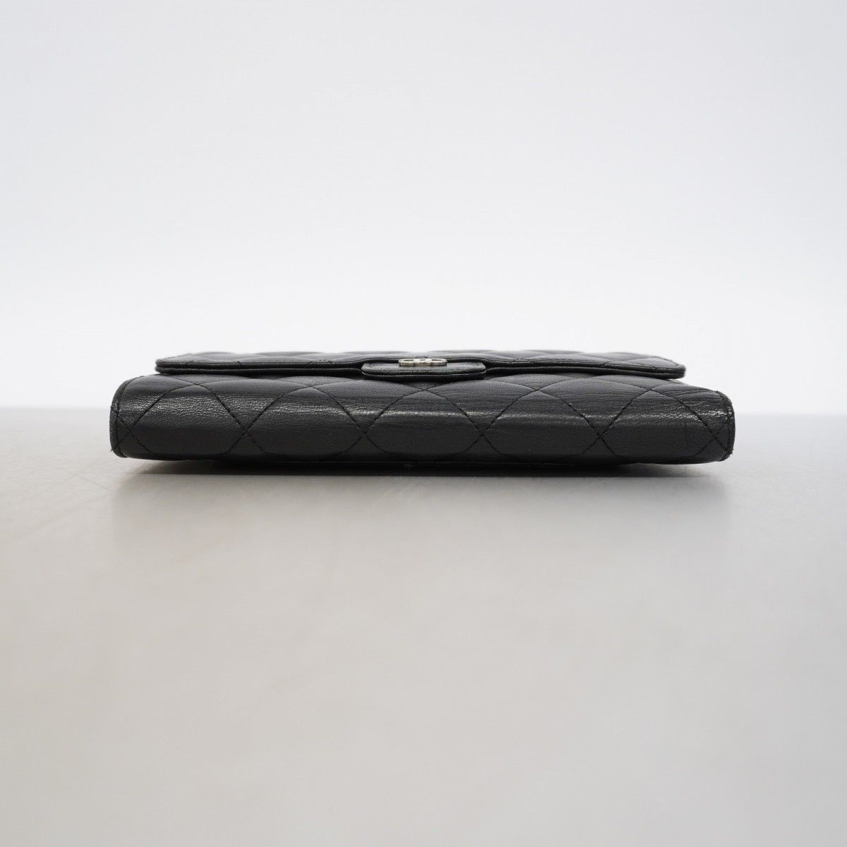 Chanel Trifold Wallet Quilted Lambskin Black Silver — view 2