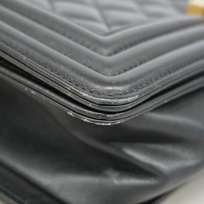 Chanel Shoulder Bag Boy Lambskin Black Gold — view 6