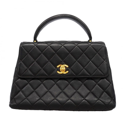Chanel Handbag Quilted Lambskin Black Gold
