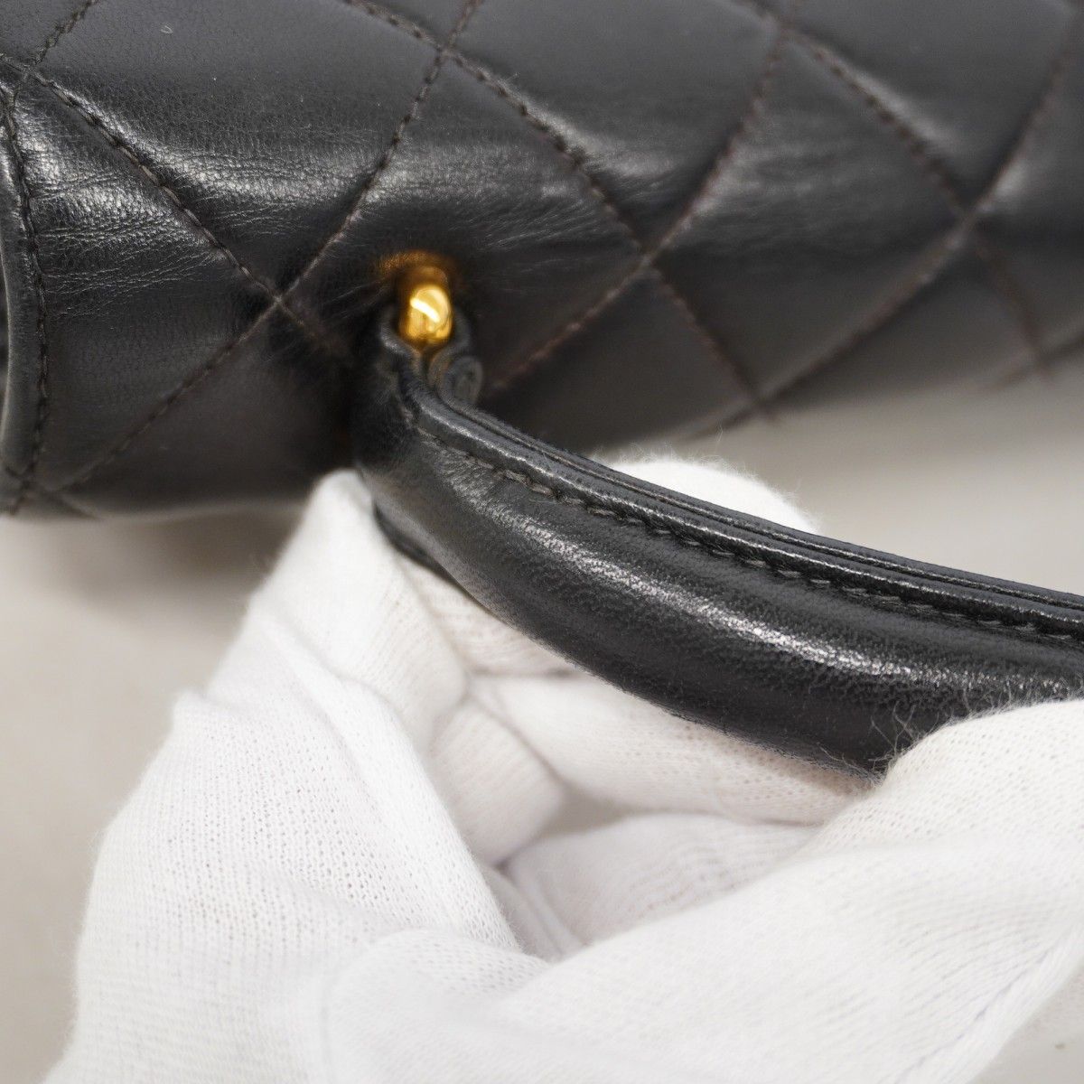 Chanel Handbag Quilted Lambskin Black Gold — view 8