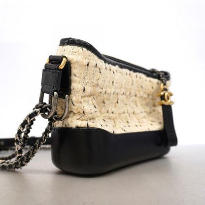 Chanel Shoulder Bag Tweed Beige Black Gold Silver — view 2