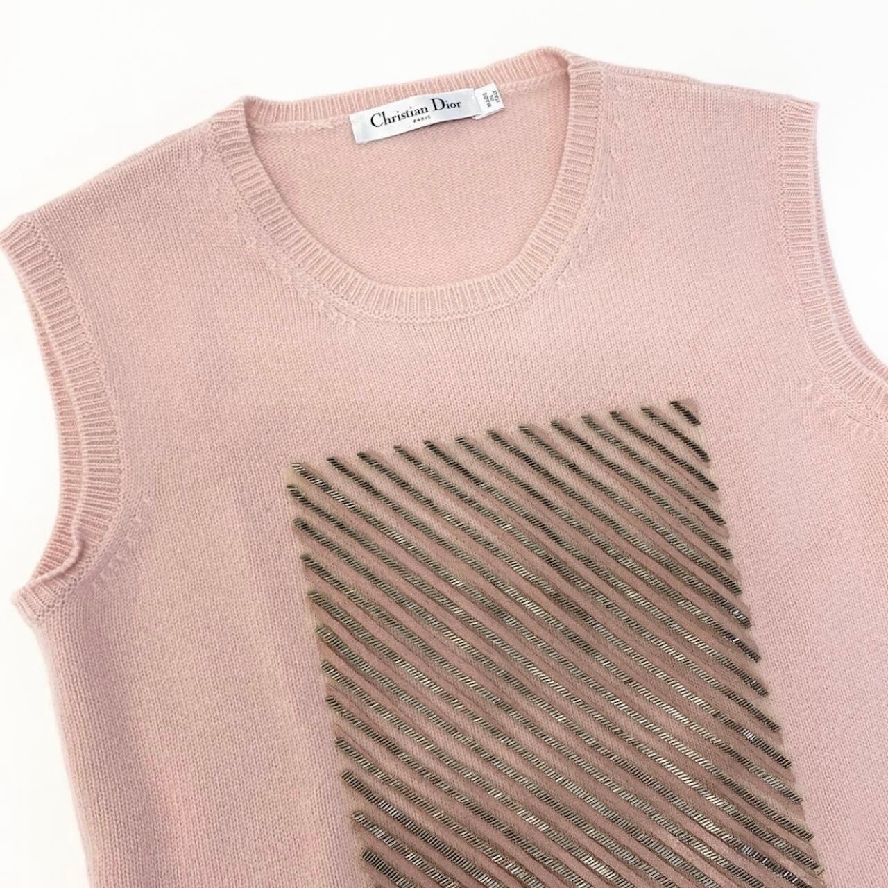 Dior Bijou Knit Top Pink Cashmere Sweater — view 4