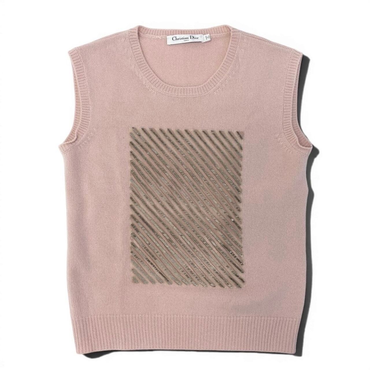 Dior Bijou Knit Top Pink Cashmere Sweater — view 2