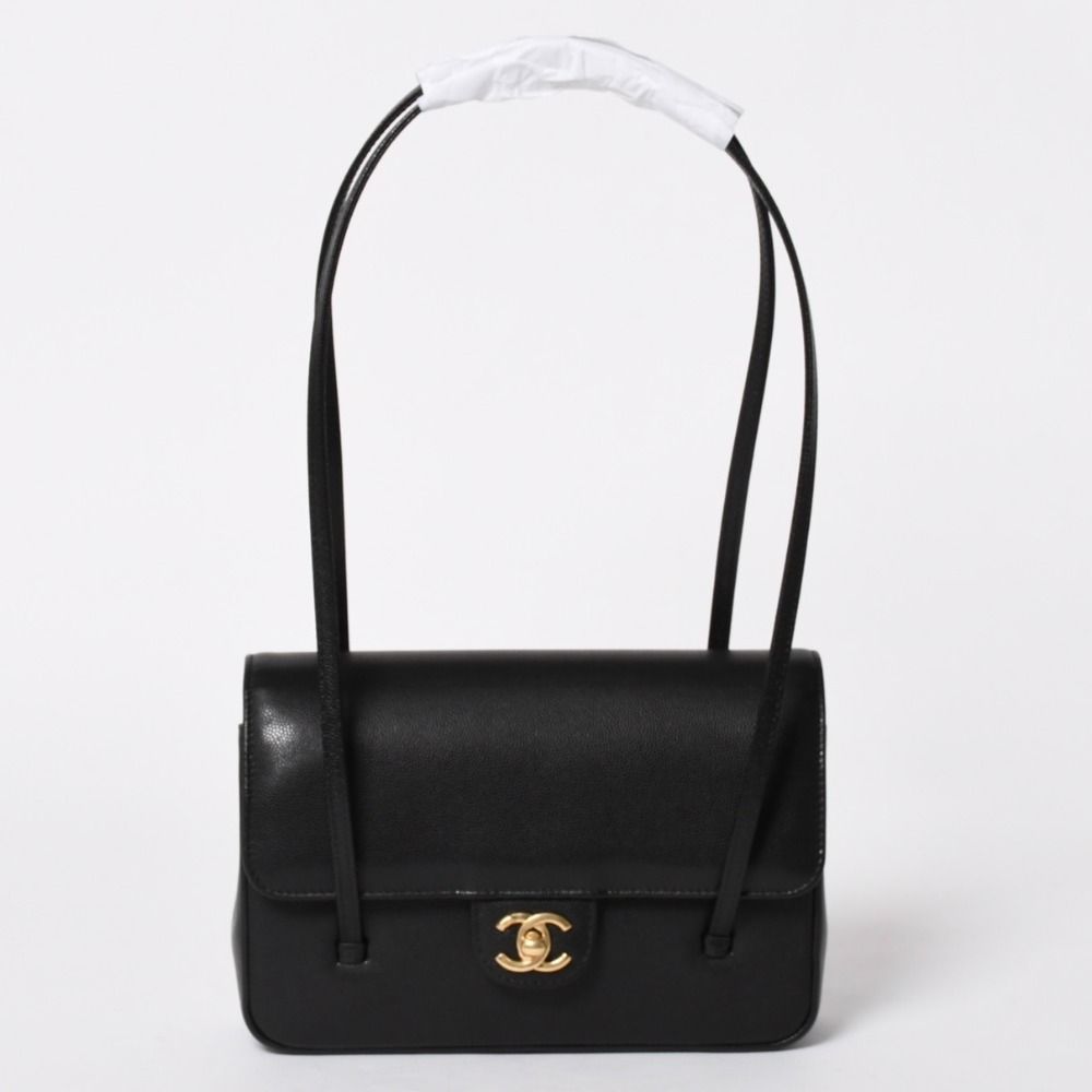 Chanel Small Flap Bag Stand CC Logo Caviar Leather Black — view 2