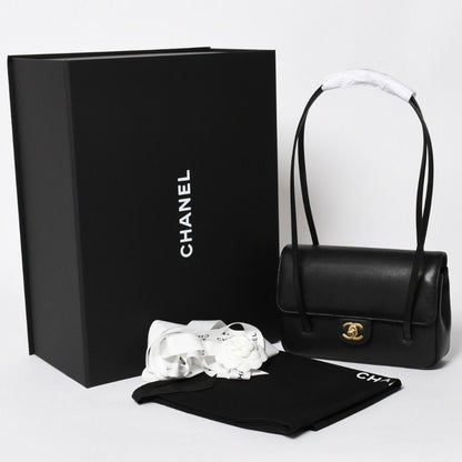Chanel Small Flap Bag Stand CC Logo Caviar Leather Black