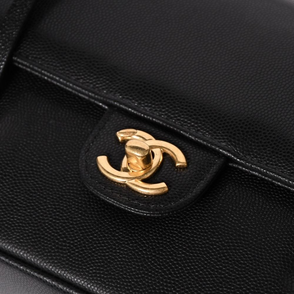 Chanel Small Flap Bag Stand CC Logo Caviar Leather Black — view 8