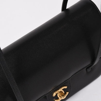 Chanel Small Flap Bag Stand CC Logo Caviar Leather Black — view 7