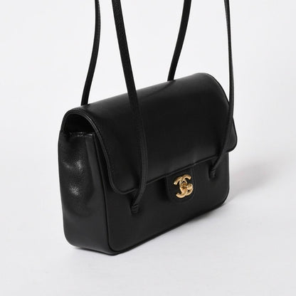 Chanel Small Flap Bag Stand CC Logo Caviar Leather Black — view 4