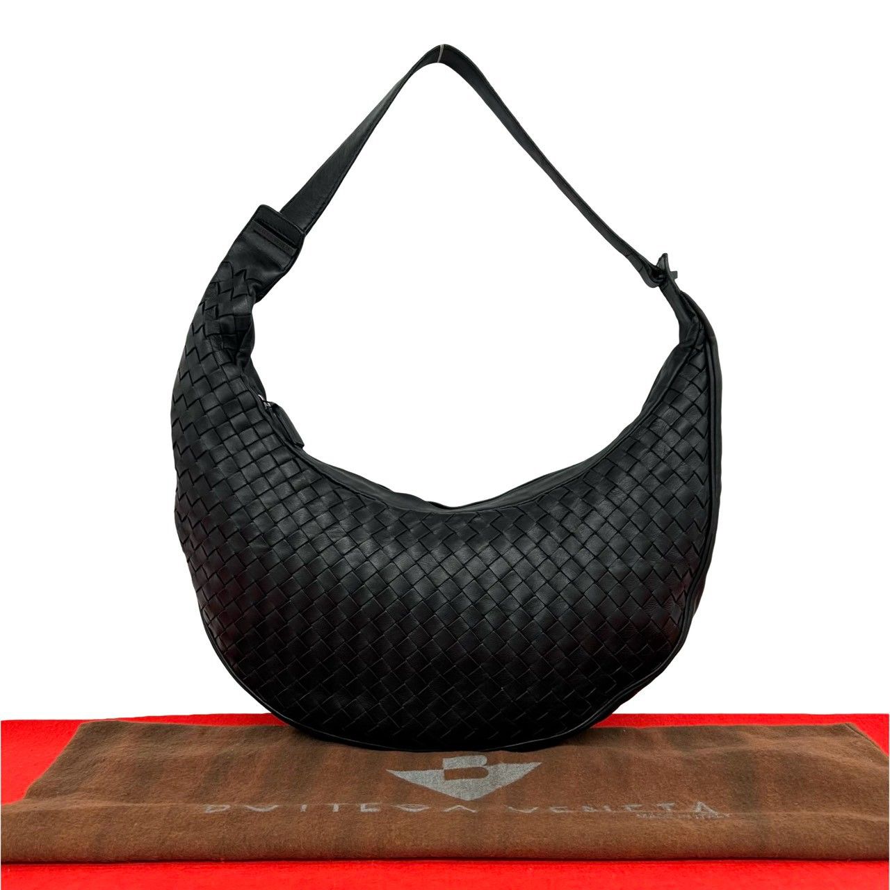 Bottega Veneta Intretchart Leather Shoulder Bag Tote Black