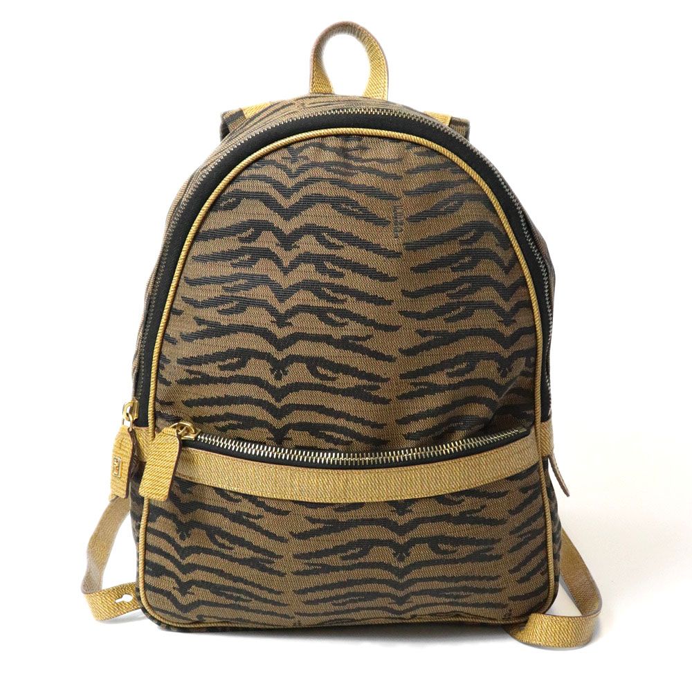 Fendi Backpack Zebra Tiger Canvas Leather Vintage — view 2