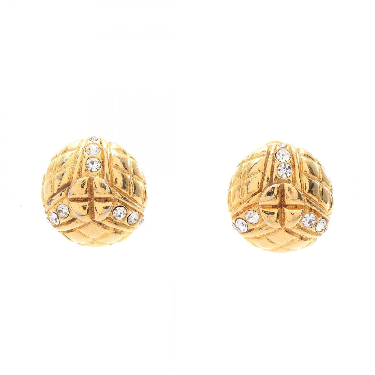 Chanel Earrings Quilted Circle Stone