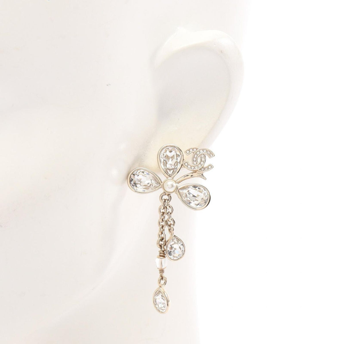 Chanel Earrings CC Logo Flower Drop Gold — view 4