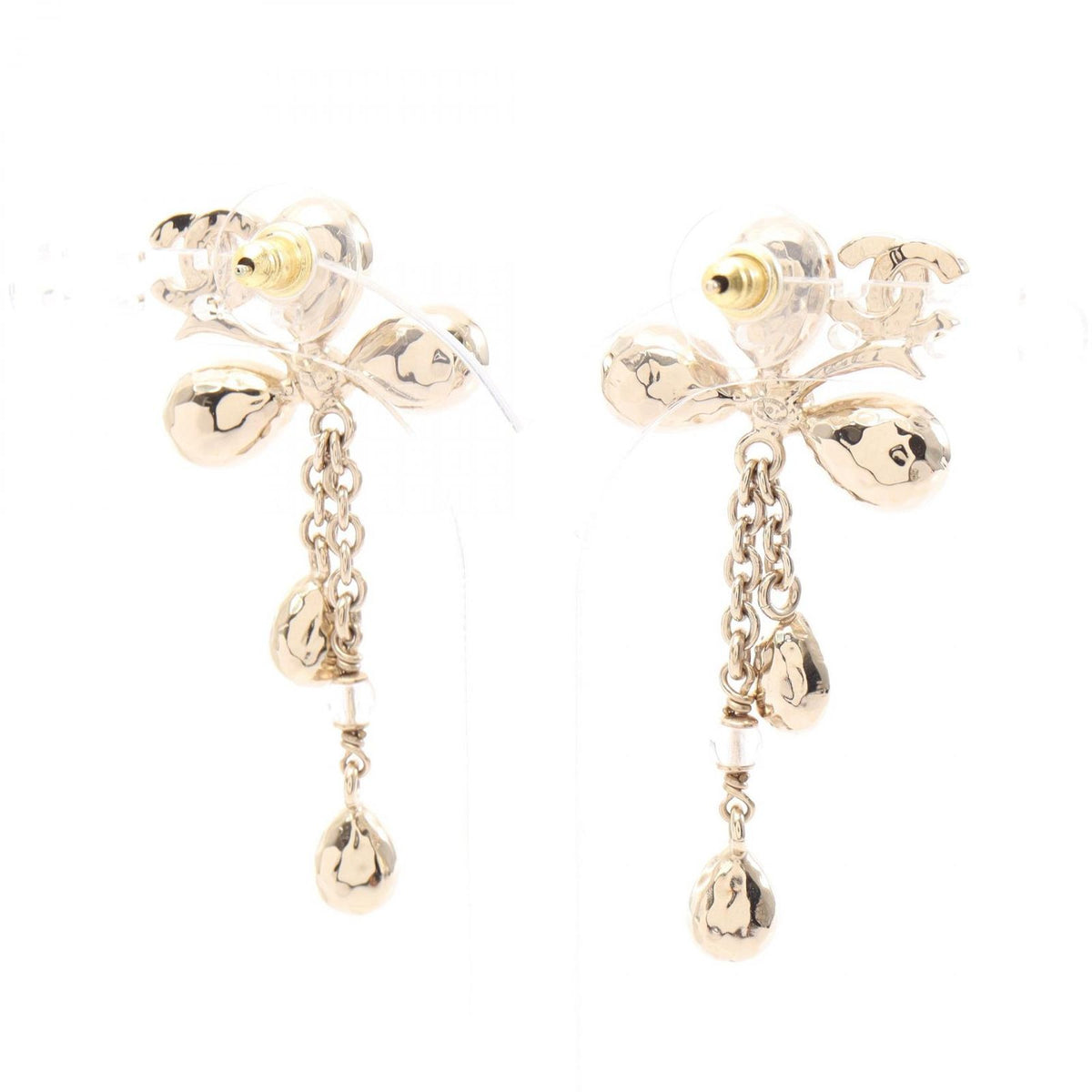 Chanel Earrings CC Logo Flower Drop Gold — view 2