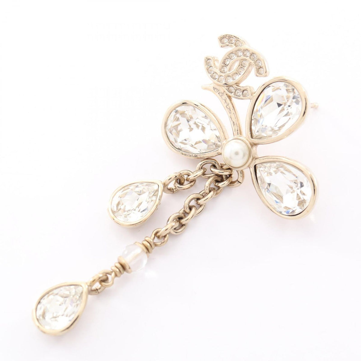 Chanel Earrings CC Logo Flower Drop Gold — view 5
