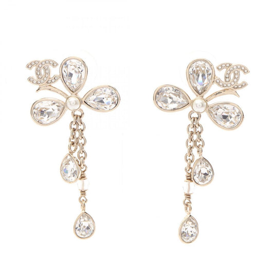 Chanel Earrings CC Logo Flower Drop Gold