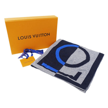 Louis Vuitton Scarf Shawl Wool Echarpe LV Horizon Gray Blue Fall Winter Warm — view 4