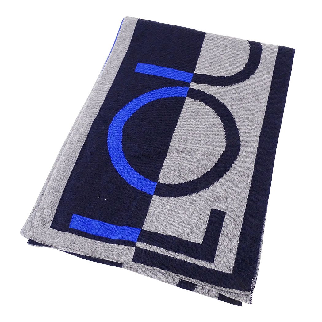 Louis Vuitton Scarf Shawl Wool Echarpe LV Horizon Gray Blue Fall Winter Warm