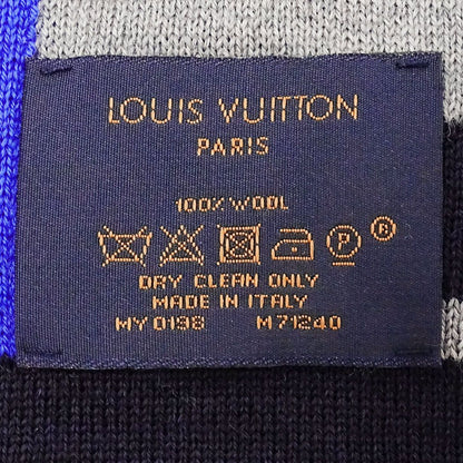 Louis Vuitton Scarf Shawl Wool Echarpe LV Horizon Gray Blue Fall Winter Warm — view 5