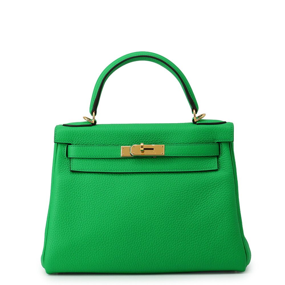 Hermes Handbag Kelly 28 Retourne Bamboo Gold Togo 2-Way