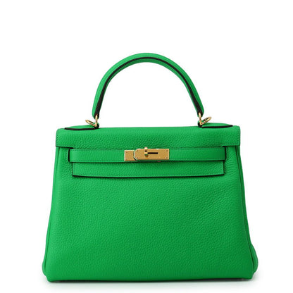 Hermes Handbag Kelly 28 Retourne Bamboo Gold Togo 2-Way