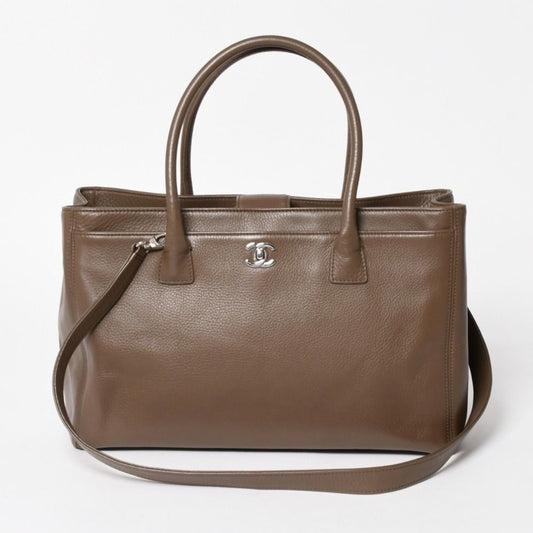 Chanel Executive Tote Bag Medium CC Logo Caviar Leather Brown